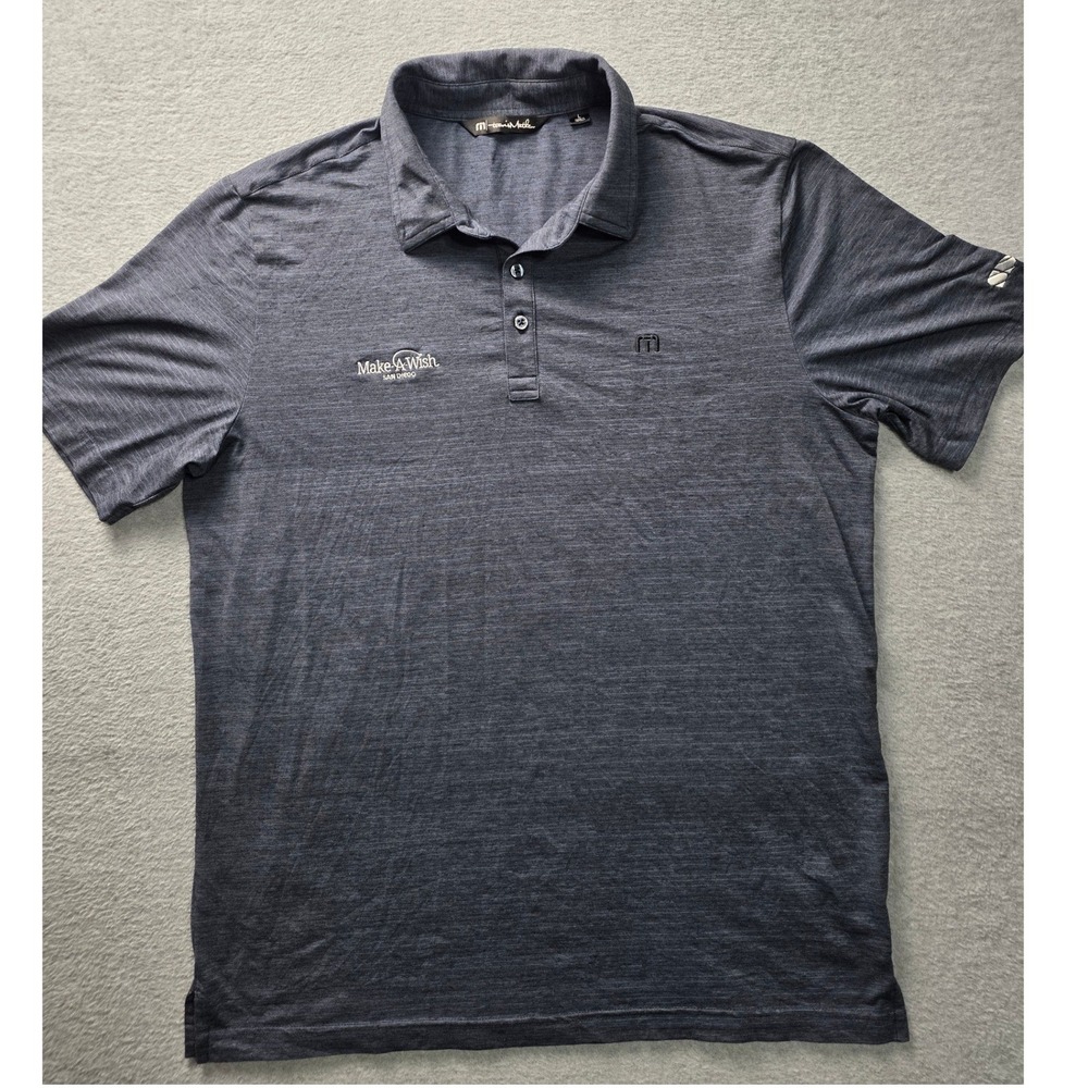 TravisMathew Mens Polo Shirt Gray Heather Make-A-Wish San Diego Large L
